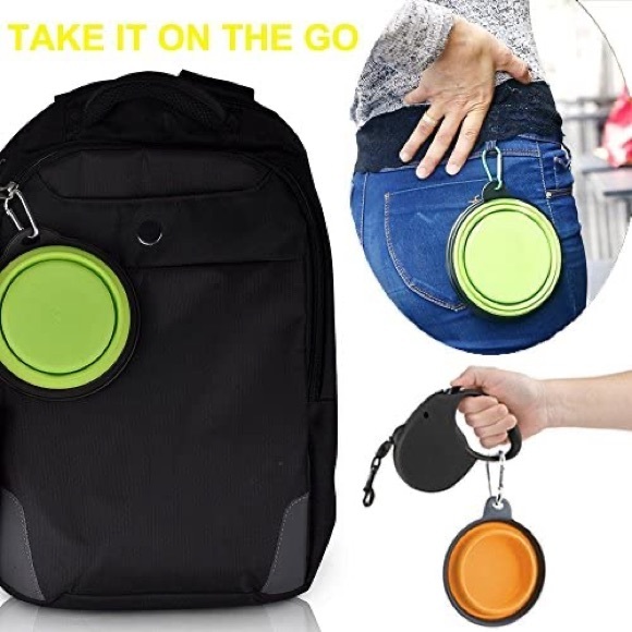 COMSUN Set of 2 Collapsible Dog Bowls / Blue and Green - Picture 4 of 6